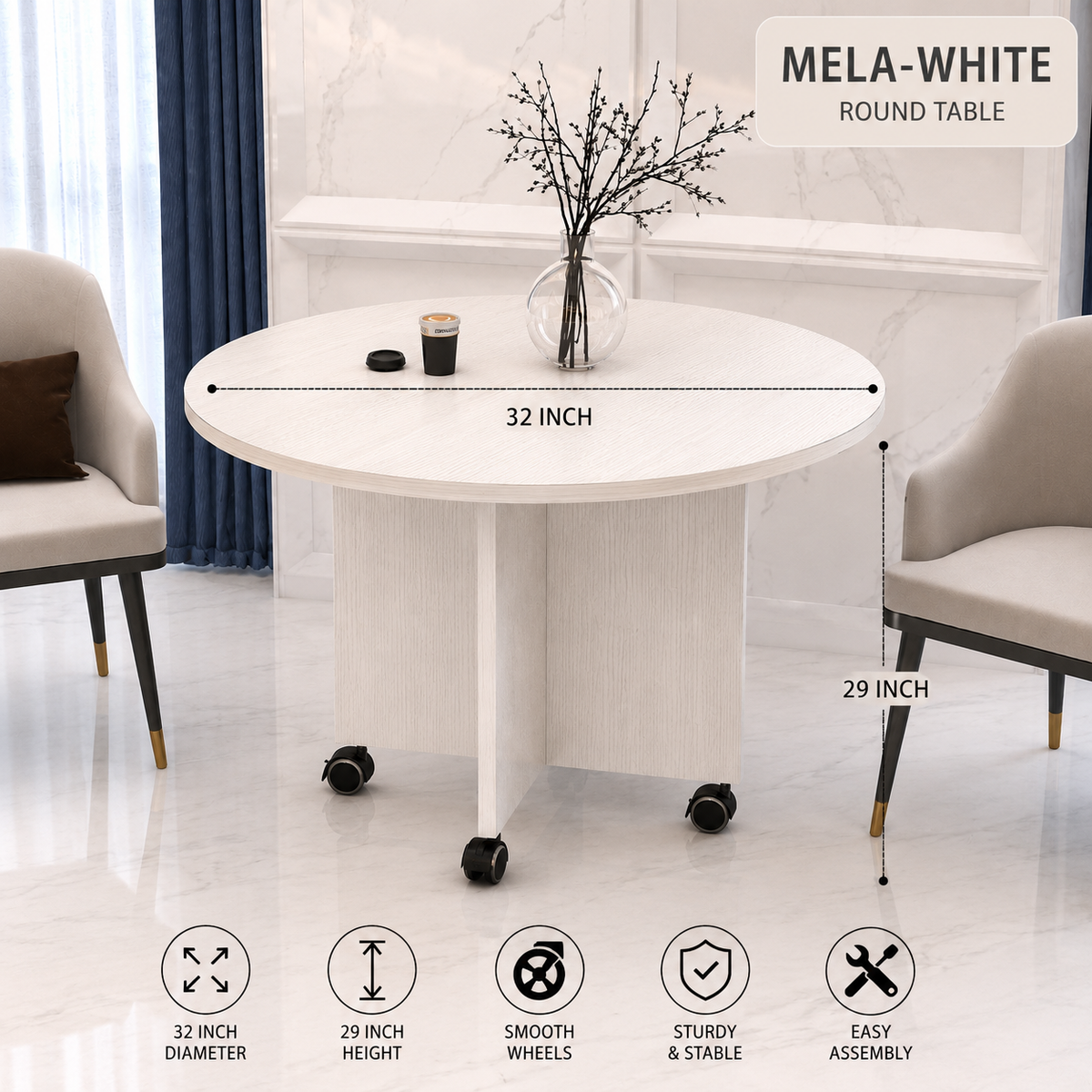 Muticolor Stylish MDF wooden moveable Dining Table , Medium size Moveable home dinner table,  Scandinavian Style breakfast table, 5 seater table for home and restaurants