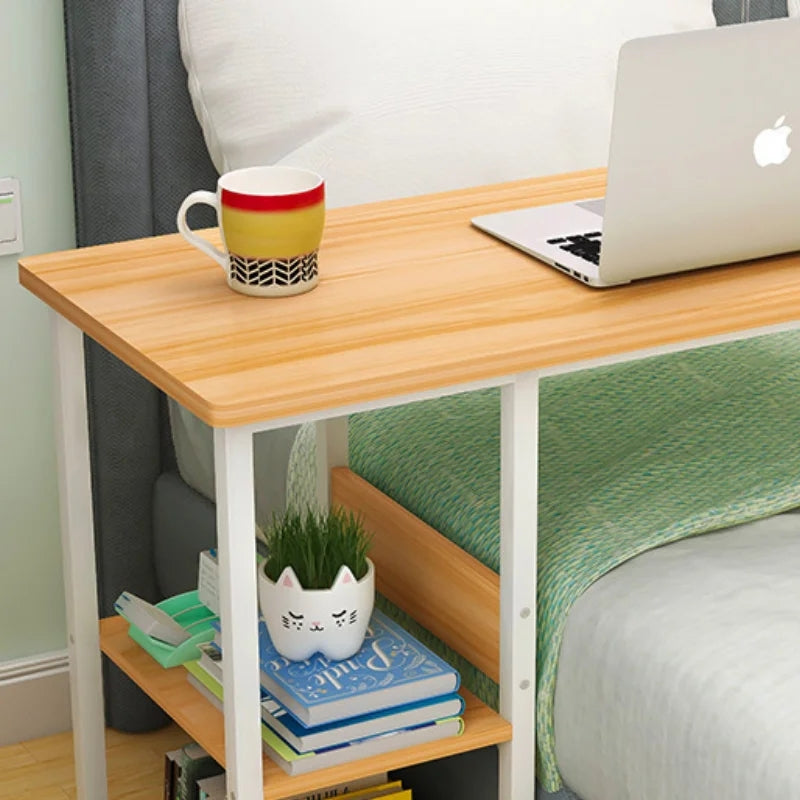 Multifunctional  Laptop Bedside Table with Book Rack – Mobile & Study or bedside eating  movable Desk table, Iron wood elegant quality table for bedside use, lifelong durable quality table