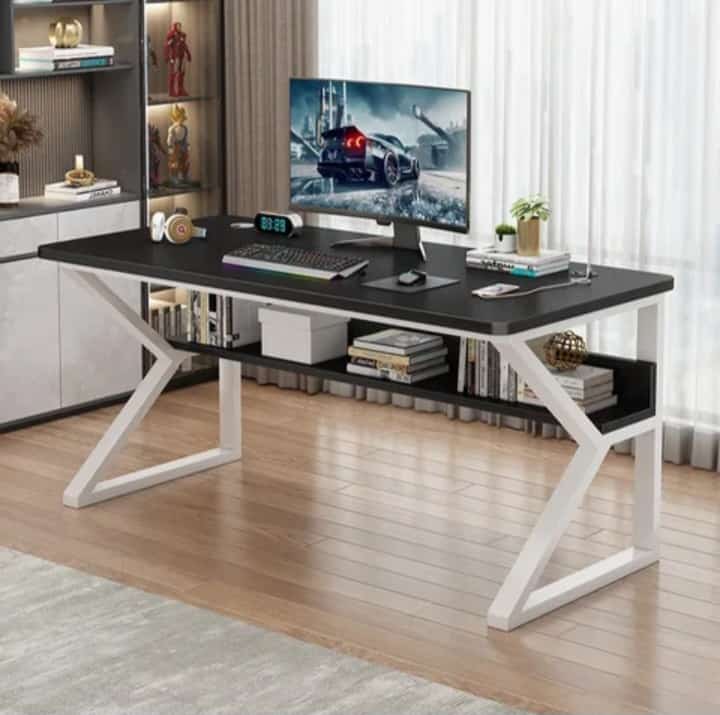 Multicolor Stylish K-Shape Computer Desk , Multipurpose Home Office, Study and Gaming Table, Workstation and Bank tables, MDF High finishing Patex wood and Metal frame powder coated material