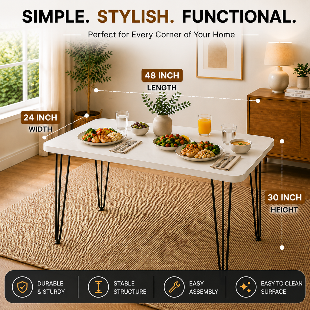 Multi-color regular use Home medium dinner table, rectangular shape Cafe and restuarant dining table, 5 person seating table , Office dinner table