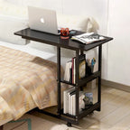 Multifunctional  Laptop Bedside Table with Book Rack – Mobile & Study or bedside eating  movable Desk table, Iron wood elegant quality table for bedside use, lifelong durable quality table