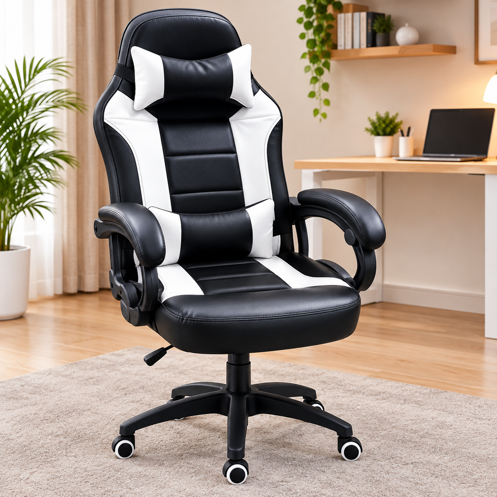 Premium High Back Executive Gaming Chair , Ergonomic Office Chair with Headrest & Lumbar Support , Padded Armrests, Rolling Computer Chair