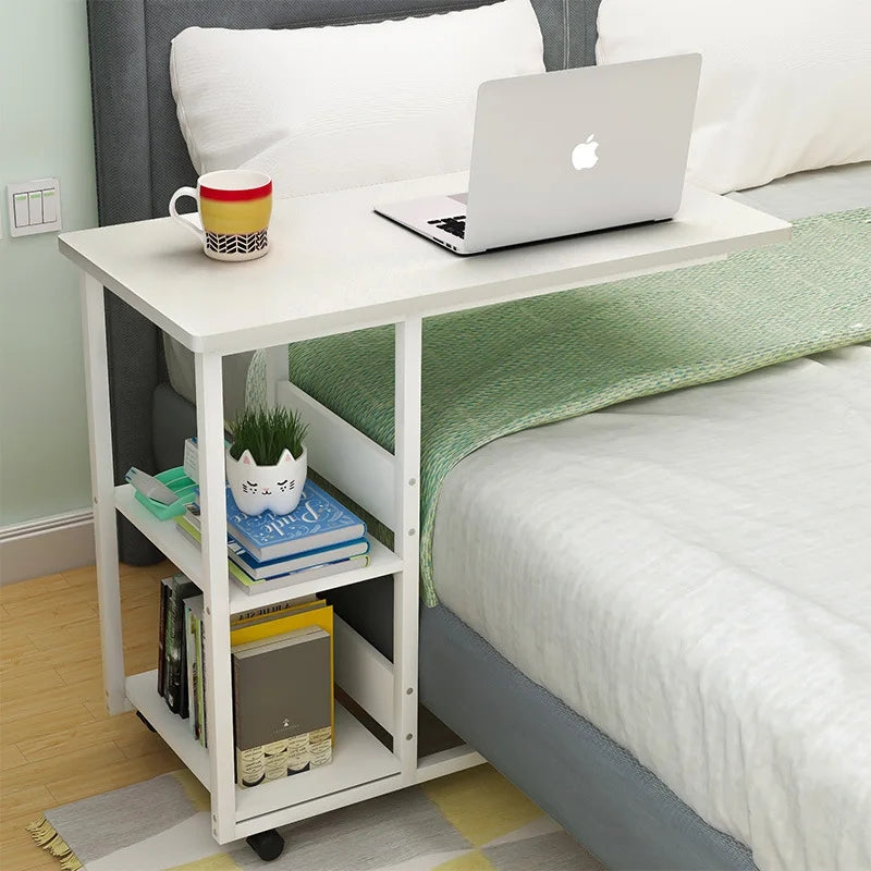 Multifunctional  Laptop Bedside Table with Book Rack – Mobile & Study or bedside eating  movable Desk table, Iron wood elegant quality table for bedside use, lifelong durable quality table