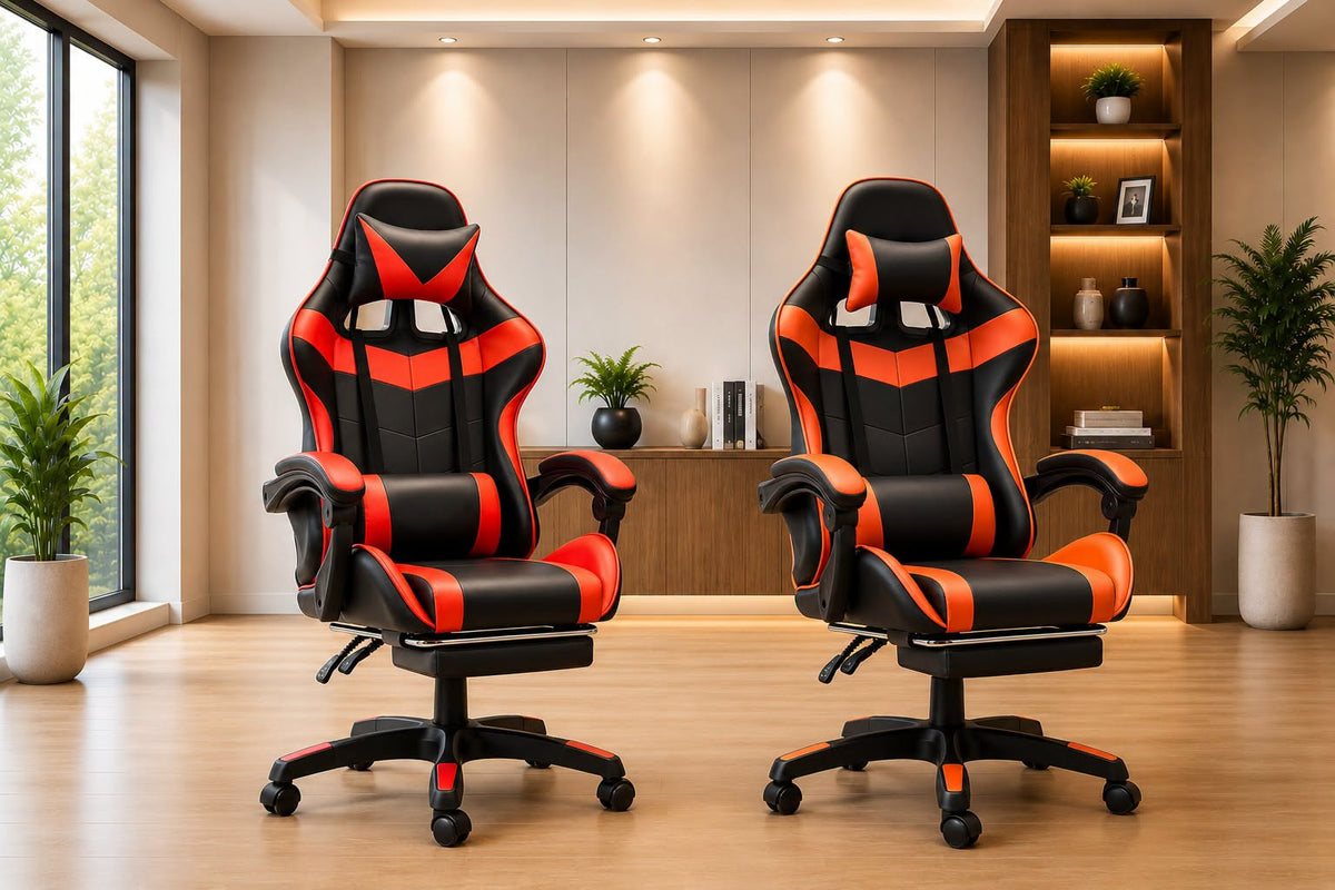 Premium High Back Executive Gaming Chair , Ergonomic Office Chair with Headrest & Lumbar Support , Padded Armrests, Rolling Computer Chair