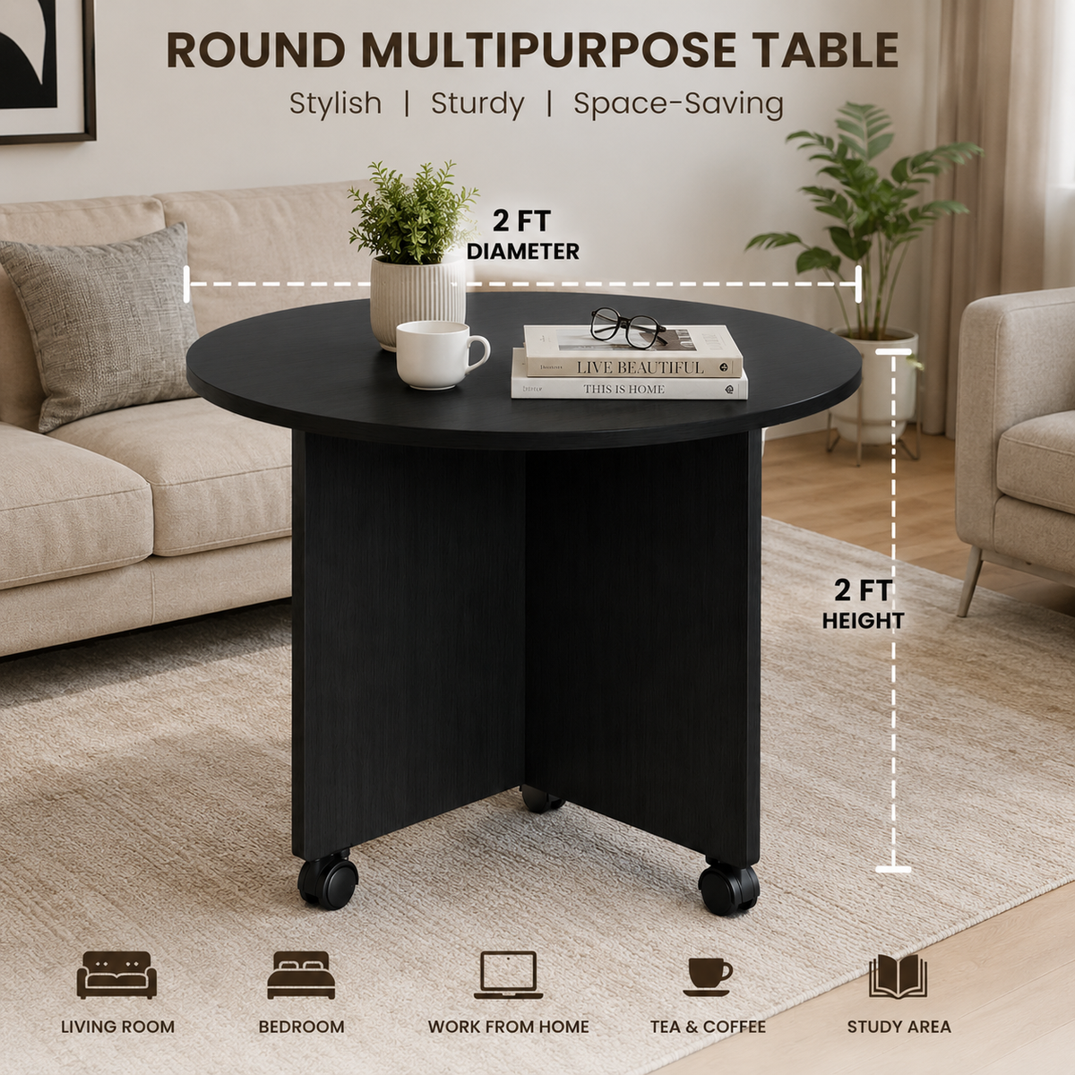 Multicolor functional Home table, Small dining table, Kitchen eating table, Coffee table, lounge small centre table, tea table, Multicolor tables, Round and square shape tables in MDF lamination wood sheet,