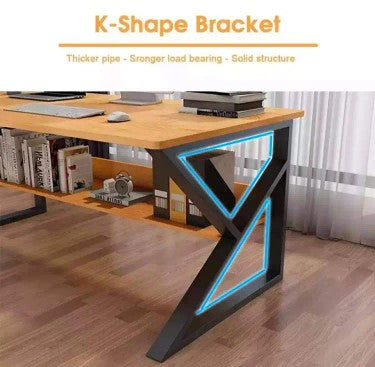 Multicolor Stylish K-Shape Computer Desk , Multipurpose Home Office, Study and Gaming Table, Workstation and Bank tables, MDF High finishing Patex wood and Metal frame powder coated material