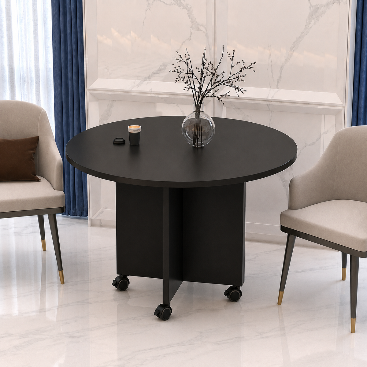 Muticolor Stylish MDF wooden moveable Dining Table , Medium size Moveable home dinner table,  Scandinavian Style breakfast table, 5 seater table for home and restaurants