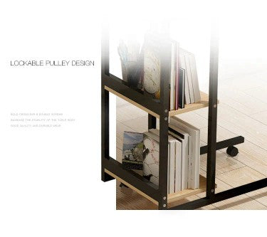 Multifunctional  Laptop Bedside Table with Book Rack – Mobile & Study or bedside eating  movable Desk table, Iron wood elegant quality table for bedside use, lifelong durable quality table