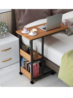 Multifunctional  Laptop Bedside Table with Book Rack – Mobile & Study or bedside eating  movable Desk table, Iron wood elegant quality table for bedside use, lifelong durable quality table