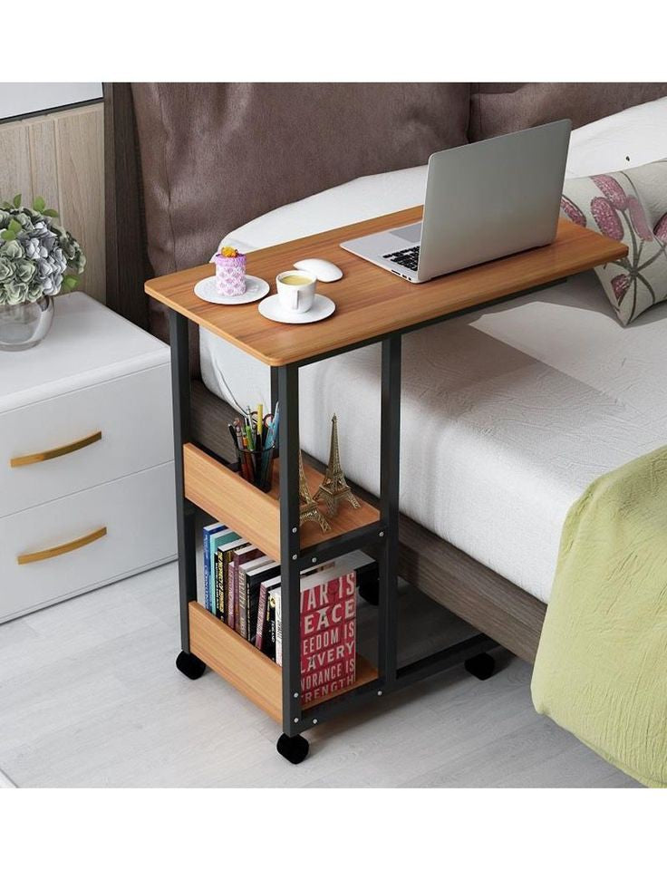 Multifunctional  Laptop Bedside Table with Book Rack – Mobile & Study or bedside eating  movable Desk table, Iron wood elegant quality table for bedside use, lifelong durable quality table