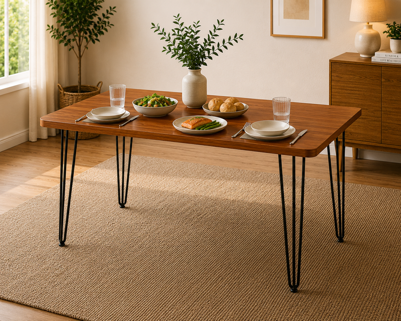 Multi-color regular use Home medium dinner table, rectangular shape Cafe and restuarant dining table, 5 person seating table , Office dinner table