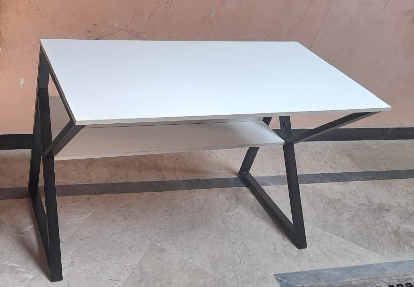 Multicolor Stylish K-Shape Computer Desk , Multipurpose Home Office, Study and Gaming Table, Workstation and Bank tables, MDF wood and Metal frame powder coated material