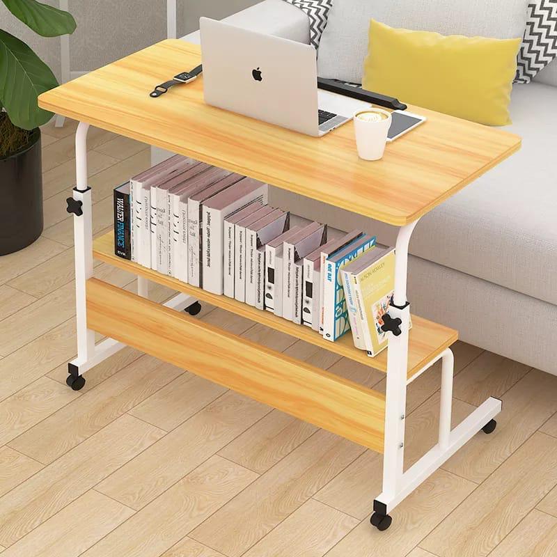 Modern Bedside Laptop and study table  with Storage Shelf ,  Compact Overbed Rolling and height adjustable Desk table, Charging workstation tables, mobile repairing workstation tables, medical hospital patient use table and multi-uses table