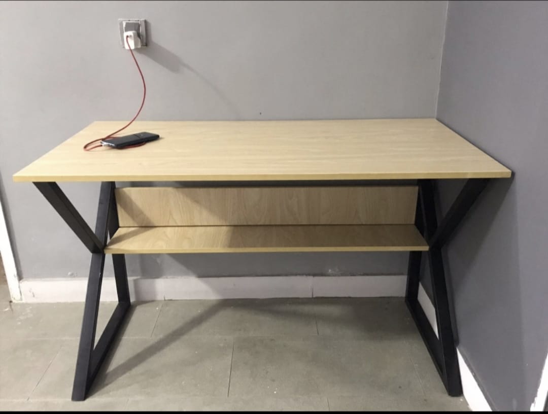 Multicolor Stylish K-Shape Computer Desk , Multipurpose Home Office, Study and Gaming Table, Workstation and Bank tables, MDF wood and Metal frame powder coated material