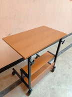 Modern Bedside Laptop and study table  with Storage Shelf ,  Compact Overbed Rolling and height adjustable Desk table, Charging workstation tables, mobile repairing workstation tables, medical hospital patient use table and multi-uses table