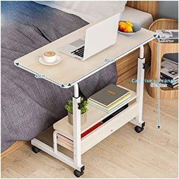 Modern Bedside Laptop and study table  with Storage Shelf ,  Compact Overbed Rolling and height adjustable Desk table, Charging workstation tables, mobile repairing workstation tables, medical hospital patient use table and multi-uses table