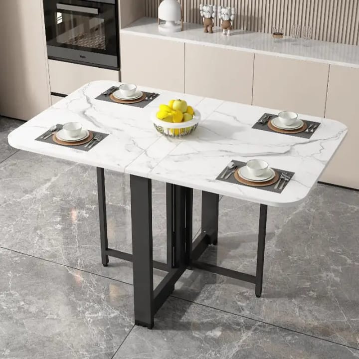 Modern Marble-Finish Wood Folding Dining Table, Foldable kitchen table for daily use, Dining table for homes, restaurants and office ,stylish dining table for small dining area, dining table for studio apartment