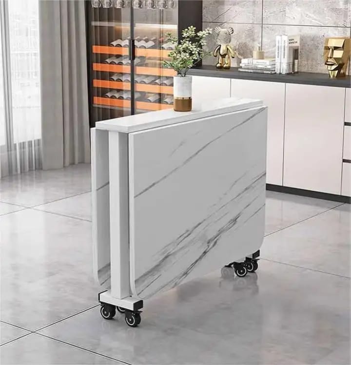 Modern Marble-Finish Wood Folding Dining Table, Foldable kitchen table for daily use, Dining table for homes, restaurants and office ,stylish dining table for small dining area, dining table for studio apartment