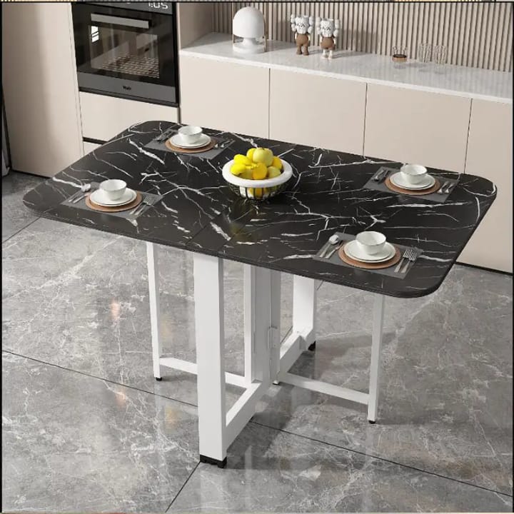 Modern Marble-Finish Wood Folding Dining Table, Foldable kitchen table for daily use, Dining table for homes, restaurants and office ,stylish dining table for small dining area, dining table for studio apartment