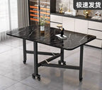 Modern Marble-Finish Wood Folding Dining Table, Foldable kitchen table for daily use, Dining table for homes, restaurants and office ,stylish dining table for small dining area, dining table for studio apartment