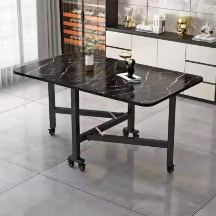 Modern Marble-Finish Wood Folding Dining Table, Foldable kitchen table for daily use, Dining table for homes, restaurants and office ,stylish dining table for small dining area, dining table for studio apartment