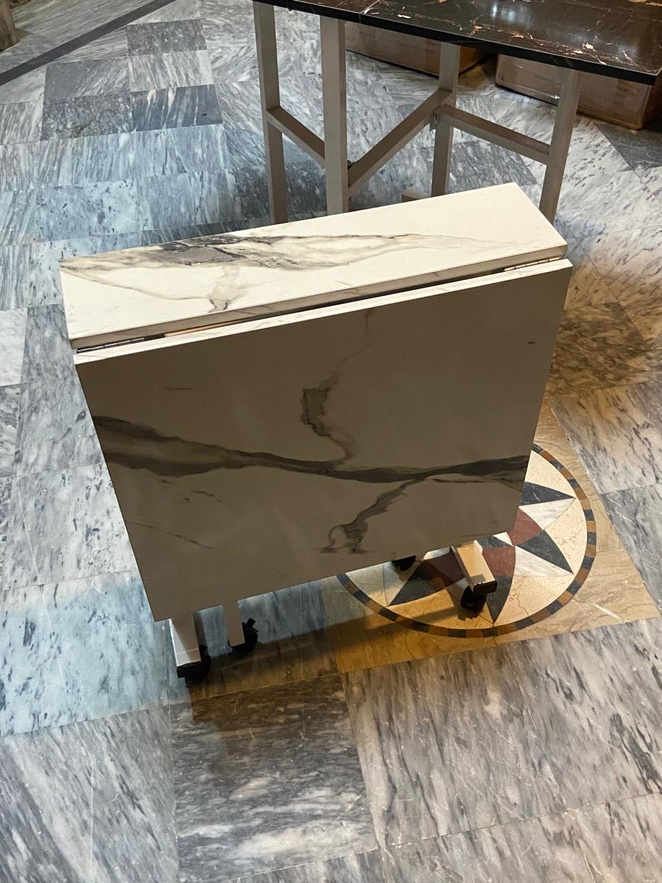 Modern Marble-Finish Wood Folding Dining Table, Foldable kitchen table for daily use, Dining table for homes, restaurants and office ,stylish dining table for small dining area, dining table for studio apartment