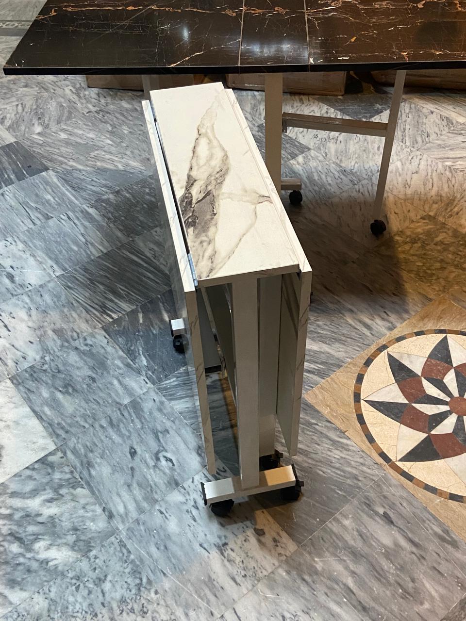 Modern Marble-Finish Wood Folding Dining Table, Foldable kitchen table for daily use, Dining table for homes, restaurants and office ,stylish dining table for small dining area, dining table for studio apartment