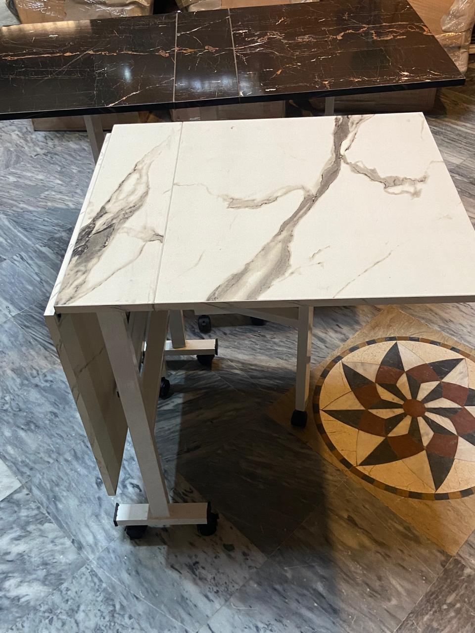 Modern Marble-Finish Wood Folding Dining Table, Foldable kitchen table for daily use, Dining table for homes, restaurants and office ,stylish dining table for small dining area, dining table for studio apartment