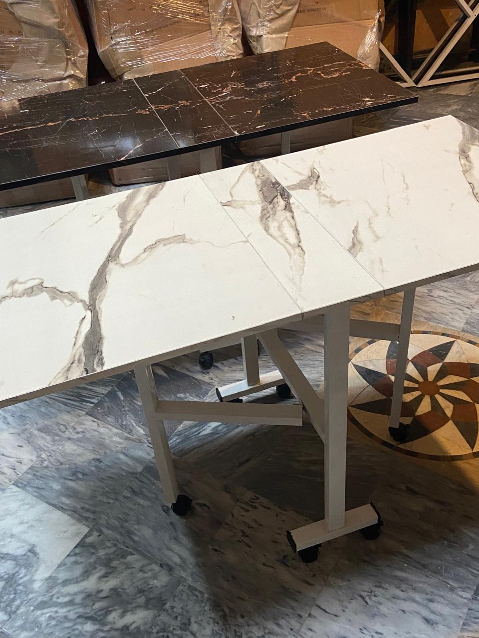 Modern Marble-Finish Wood Folding Dining Table, Foldable kitchen table for daily use, Dining table for homes, restaurants and office ,stylish dining table for small dining area, dining table for studio apartment