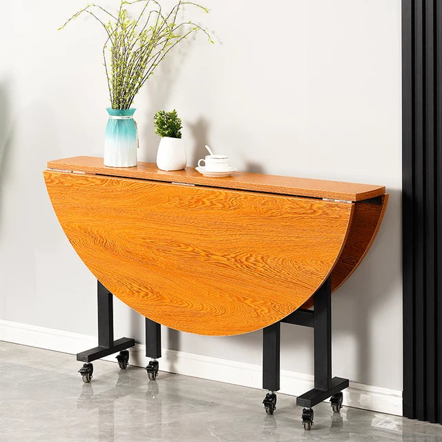 Multicolour Foldable Dining  Table with Rolling Wheels –family meal table, home kitchen table ,casual dining setup, quick meal table  tea & coffee table ,round  breakfast corner table