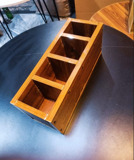 Wooden Kitchen Utensil Holder Box – Countertop Cutlery & Spoon Organizer, Multipurpose Wooden Tool Organizer Box , MDF LAMINATED wood material Utensils storage shelf box