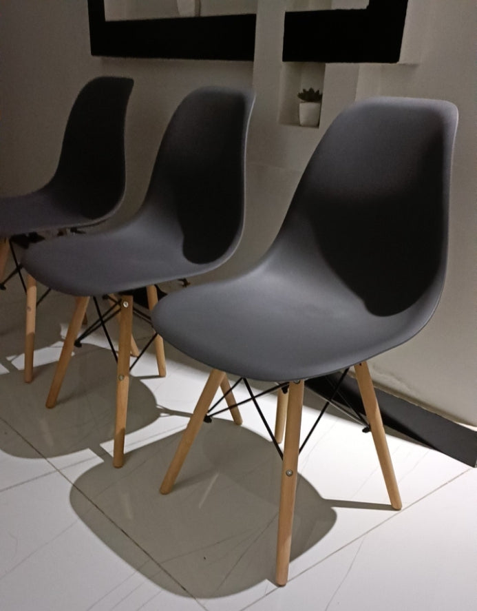 Versatile Modern Chair for Restaurant, Dining Room or Workspace ,  Sleek Multicolors Dining table use Chair with metal Wood Frame and strong unbreakable polyvinyl elastic seat, Sleek good quality Chair for Trendy Home and Hall  Interiors