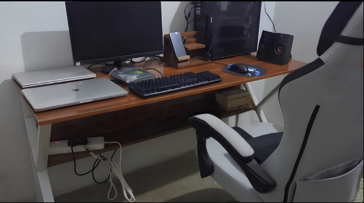 Multicolor Stylish K-Shape Computer Desk , Multipurpose Home Office, Study and Gaming Table, Workstation and Bank tables, MDF wood and Metal frame powder coated material