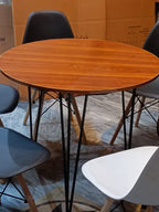 Premium Round Dining Table Set for Home & Café,  Round Dining Table Set with 5 Eames Chairs, Nordic Style Round Dining Table Set – Black & White Chairs