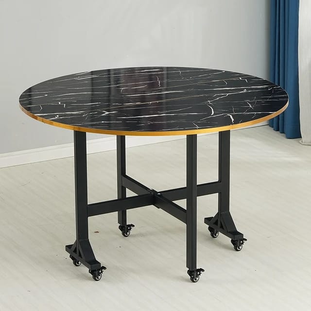 Premium Round Dining Table Set for Home & Café,  Round Dining Table Set with 5 Eames Chairs, Nordic Style Round Dining Table Set – Black & White Chairs
