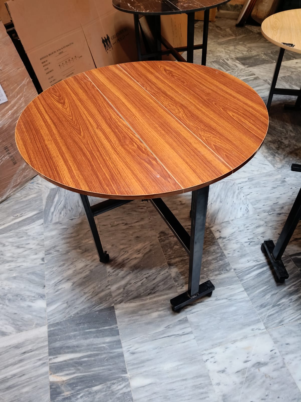 Multicolour Foldable Dining  Table with Rolling Wheels –family meal table, home kitchen table ,casual dining setup, quick meal table  tea & coffee table ,round  breakfast corner table