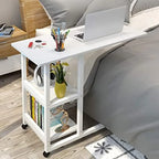 Multifunctional  Laptop Bedside Table with Book Rack – Mobile & Study or bedside eating  movable Desk table, Iron wood elegant quality table for bedside use, lifelong durable quality table