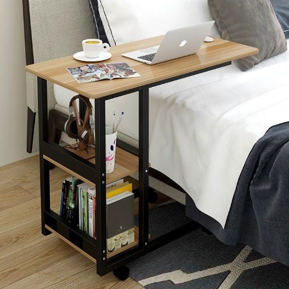 Multifunctional  Laptop Bedside Table with Book Rack – Mobile & Study or bedside eating  movable Desk table, Iron wood elegant quality table for bedside use, lifelong durable quality table