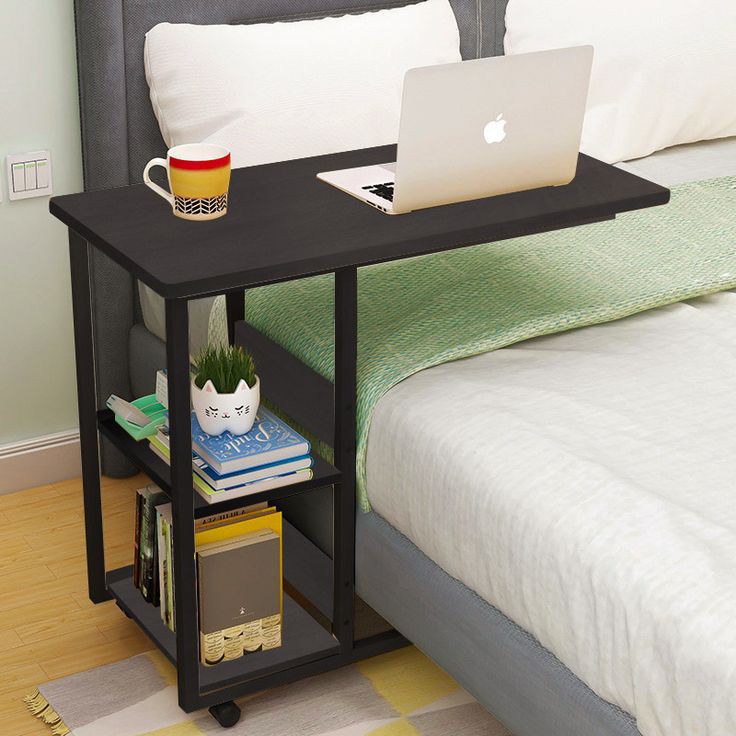 Multifunctional  Laptop Bedside Table with Book Rack – Mobile & Study or bedside eating  movable Desk table, Iron wood elegant quality table for bedside use, lifelong durable quality table