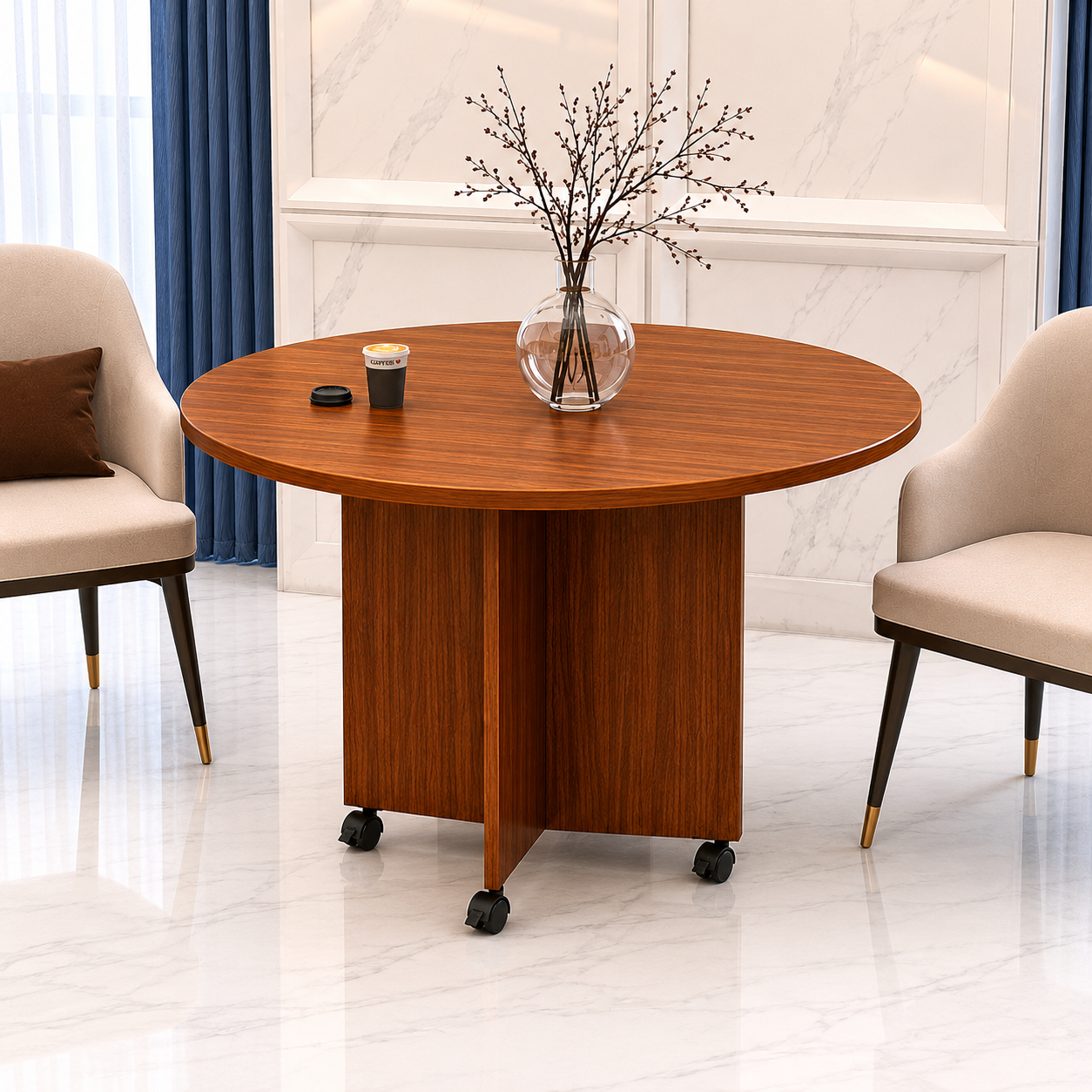 Muticolor Stylish MDF wooden moveable Dining Table , Medium size Moveable home dinner table,  Scandinavian Style breakfast table, 5 seater table for home and restaurants