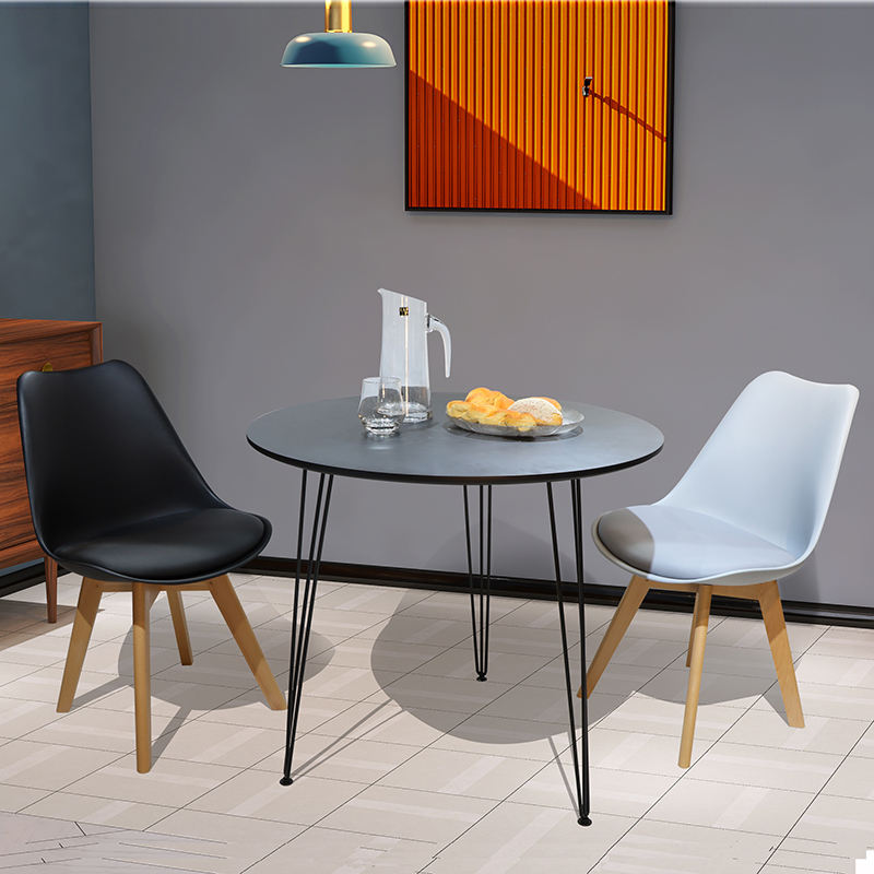 Premium Round Dining Table Set for Home & Café,  Round Dining Table Set with 5 Eames Chairs, Nordic Style Round Dining Table Set – Black & White Chairs