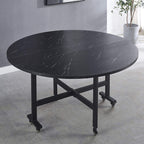 Multicolour Foldable Dining  Table with Rolling Wheels –family meal table, home kitchen table ,casual dining setup, quick meal table  tea & coffee table ,round  breakfast corner table